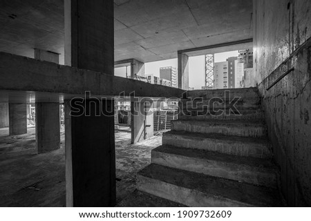 monolithic construction in black and white
