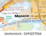 Monona on a geographical map of USA