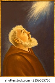 MONOPOLI, ITALY - MARCH 5, 2022: The painting of Padre Pio in the Cathedral by Anna Brigida (1926 - 2010).