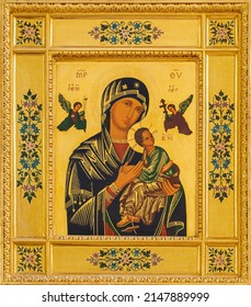MONOPOLI, ITALY - MARCH 6, 2022: The painting of Madonna - (Our Lady of Perpetual Help) in the church Chiesa di San Franceso d Assisi by unknown aritst.