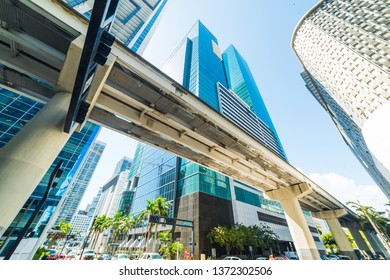 Monorail And Skyscrapers In Downtown Miami. Southern Florida, USA