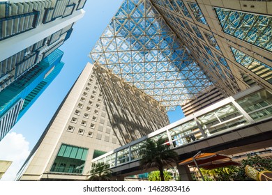 Monorail Track And Skyscrapers In Downtown Miami. Southern Florida, USA