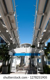 Monorail Train Station, The Free Transportation In Miami Downtown (Florida).