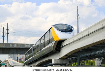 The monorail Yellow Line Mass Transit System serving the Bangkok Metropolitan Region.