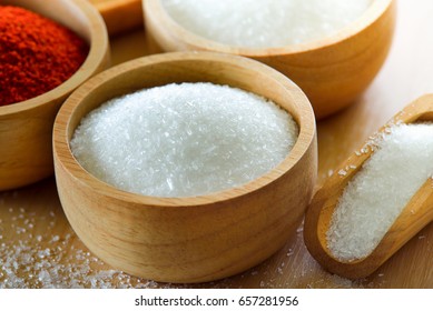 Monosodium Glutamate In Wood Bowl