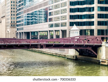 Monroe Adams Street Bridge In Chicago, USA