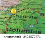 Monroe, North Carolina marked by a yellow map tack. The City of Monroe is the county seat of Union County, NC.