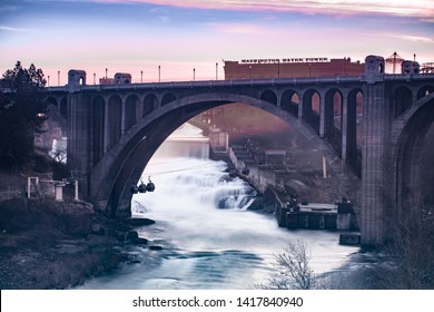 Monroe Street Bridge Sunrise Spokane