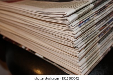 Monroe Township, PA/USA - October 15, 2016: Stack Of Newspapers