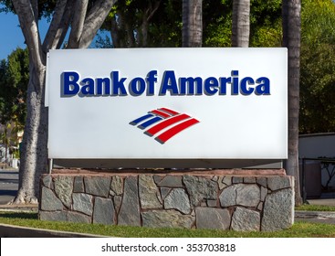 MONROVIA, CA/USA - NOVEMBER 22, 2015: Bank of America sign and logo. Bank of America is an American multinational banking and financial services corporation.