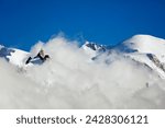 Mont blanc, 4810m, and aiguille du midi cable car station, chamonix, haute savoie, rhone alpes, french alps, france, europe