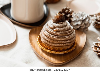 Mont Blanc cake on a plate - Powered by Shutterstock