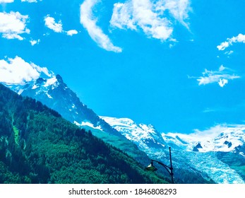 Mont Blanc From Chamonix Village In France