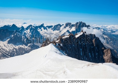 Mont Blanc or Monte Bianco meaning White Mountain is the highest mountain in the Alps and in Europe, located between France and Italy
