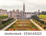 Mont des Arts Garden in Brussel, Belgium, landscaped garden located between the Royal Quarter and the Grand-Place in the city