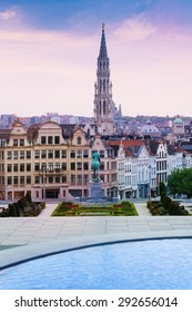 Mont Des Arts Garden And Brussels Panorama, Belgium