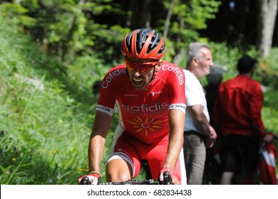 MONT DU CHAT, FRANCE - JUNE 9:  Daniel Navarro (ESP) Ascends The HC Category Climb In Stage 6 Of The Critérium Du Dauphiné On June 9, 2017 On The Mont Du Chat, France.