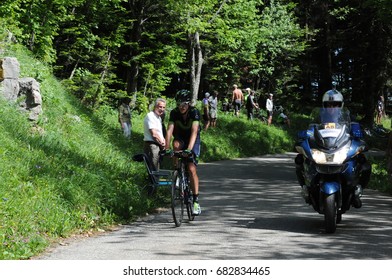 MONT DU CHAT, FRANCE - JUNE 9:  Ruben Fernandez (ESP) Ascends The HC Category Climb In Stage 6 Of The Critérium Du Dauphiné On June 9, 2017 On The Mont Du Chat, France.