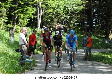 MONT DU CHAT, FRANCE - JUNE 9:  Riders Ascend The HC Category Climb In Stage 6 Of The Critérium Du Dauphiné On June 9, 2017 On The Mont Du Chat, France.