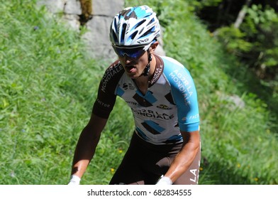 MONT DU CHAT, FRANCE - JUNE 9:  Alexis Vuillermoz (FRA) Ascends The HC Category Climb In Stage 6 Of The Critérium Du Dauphiné On June 9, 2017 On The Mont Du Chat, France.