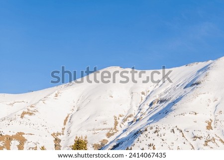 Mont Joly in Europe, France, Rhone Alpes, Savoie, Alps, in winter on a sunny day.