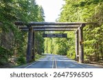 Mont Rainier National Park, north entrance gate via Mather Memorial Parkway