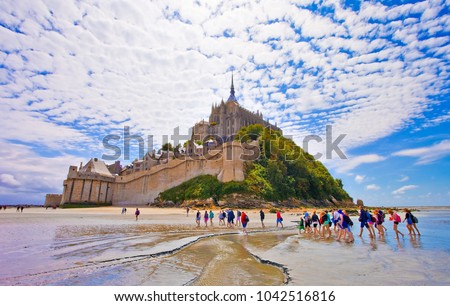 Mont saint Michel, Brittany, France, crossing of the bay