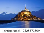 Mont Saint-Michel photo taken at blue hour, Normandy, France