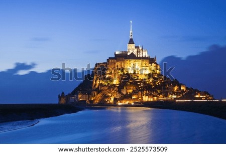 Mont Saint-Michel photo taken at blue hour, Normandy, France