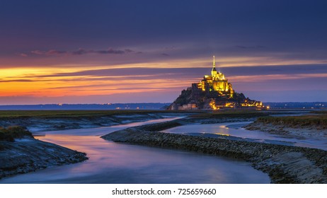 Mont Saint-Michel view in the sunset light. Normandy, northern France - Powered by Shutterstock