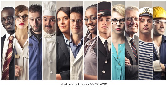 Montage about different professions - Shutterstock ID 557507020