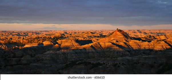 Montana Badlands At Sunset