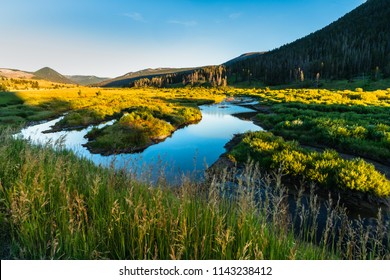 Montana Mountain And River Sunrise