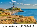 Montauk Lighthouse and beach, Long Island, New York, USA. 