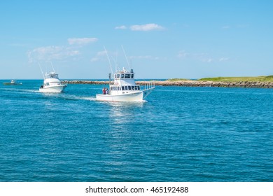 MONTAUK, LONG ISLAND, US, JUNE 18, 2016: Fishing Charter Boats Come Back From Sea