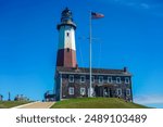 The Montauk Point Lighthouse at the edge of Long Island, New York 