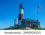 The Montauk Point Lighthouse at the edge of Long Island, New York 