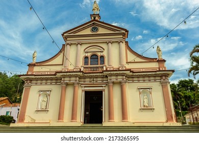 Monte Alegre Do Sul, Sao Paulo, Brazil. March, 19.2022. Facade Of The Sanctuary Of Senhor Bom Jesus, In Monte Alegre Do Sul, Brazil