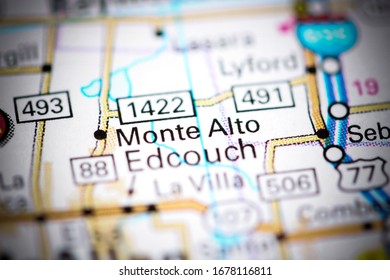 Monte Alto. Texas. USA On A Map