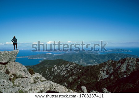 Similar – Image, Stock Photo View from Monte Capanne on Elba, clouds and the Mediterranean Sea / Cable car Cabinovia