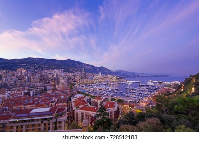 Monte Carlo City At Sunset, Monaco    