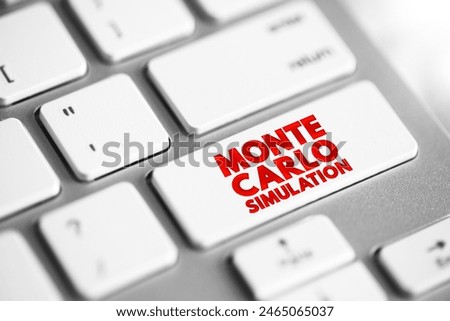 Monte Carlo Method - mathematical technique that allows people to quantitatively account for risk in forecasting and decision-making, text concept button on keyboard