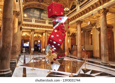 MONTE CARLO, MONACO - 01 MAY, 2019: Famous Monte Carlo Casino Hall Interior.