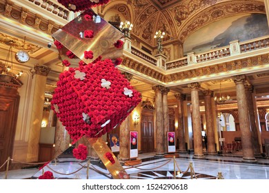 MONTE CARLO, MONACO - 01 MAY, 2019: Famous Monte Carlo Casino Hall Interior.