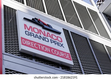 Monte Carlo, Monaco - 07 20 2022 : Monaco Grand Prix Race Direction Text Sign French And Logo Brand Of Grand Prix Formula One 1