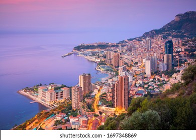 Monte Carlo, Monaco. Aerial cityscape image of Monte Carlo, Monaco during summer sunrise.