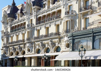 MONTE CARLO, MONACO - AUGUST 21, 2016: Hotel De Paris, Luxury Hotel Building In A Sunny Summer Day In Monte Carlo, Monaco.