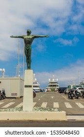 Monte Carlo Monaco. June 16 2019. A View Of Of The Olympic Diver Statue In Monte Carlo In Monaco