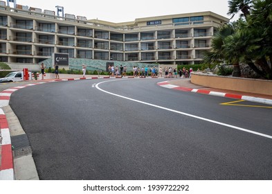 MONTE CARLO, MONACO - JUNE 28, 2017: Hairpin Turn From The Monaco Gran Prix Race Track. Circuit De Monaco Laid Out On The City Streets