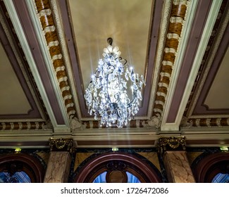 Monte Carlo, Monaco, October 13, 2019. Principality Of Monaco. Architectural Details Of Interior Of Casino Monte-Carlo